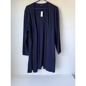 Talbots Open Front Blazer 3Xp Blue Linen Blend Lightweight Jacket Career Coastal